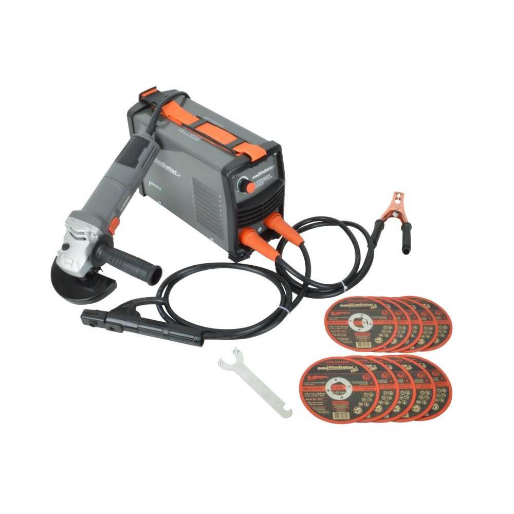 Soldadora Inverter Arco Manual 200Amp+Esmeril 4.1/2” + DISCOS IE 6200 Gladiator MI-GLA-054546 - Imagen 3