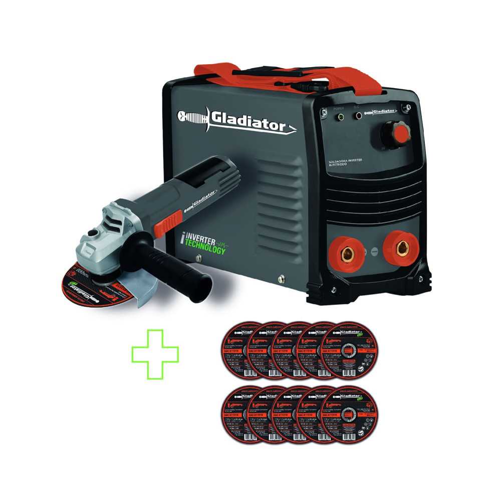 Soldadora Inverter Arco Manual 200Amp+Esmeril 4.1/2” + DISCOS IE 6200 Gladiator MI-GLA-054546 - Imagen 2