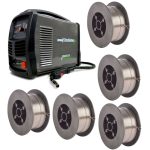 Soldadora Inverter MIG GASLESS 130A + 5 rollos alambre 0,45 grs 0,8 mm Gladiator MI-GLA-055339