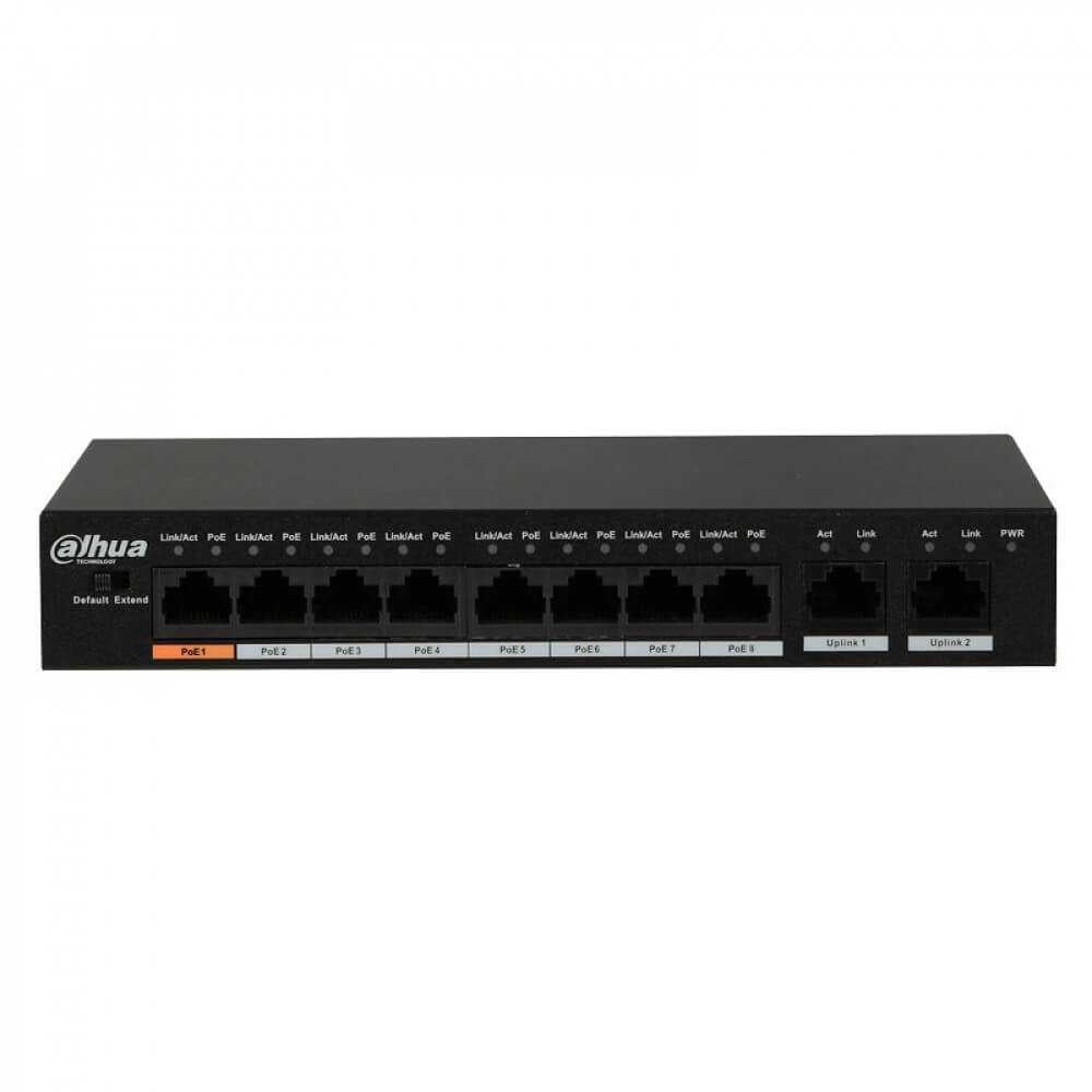 Switch PoE PFS3010-8ET-96 8 Puertos 2 Giga 96W NAC Dahua 121717234 - Imagen 1