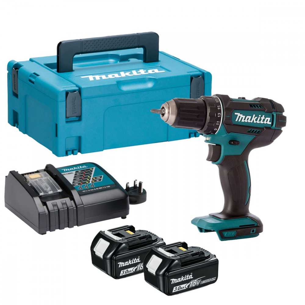 Taladro Atornillador Inalámbrico 13 mm + 2 baterías. 18V. 3.0 Ah + Cargador Rápido Makita DDF482RFJ - Imagen 1