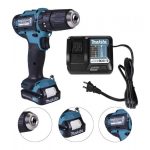 Taladro Percutor Inalámbrico 10mm 12V + Batería 1.5 Ah + Cargador Makita HP333DWYX3