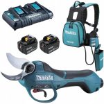 Tijera Podadora Inalámbrica 18V + 2 Baterías 5.0 Ah 18V + Cargador Rápido Doble Makita DUP362PT2