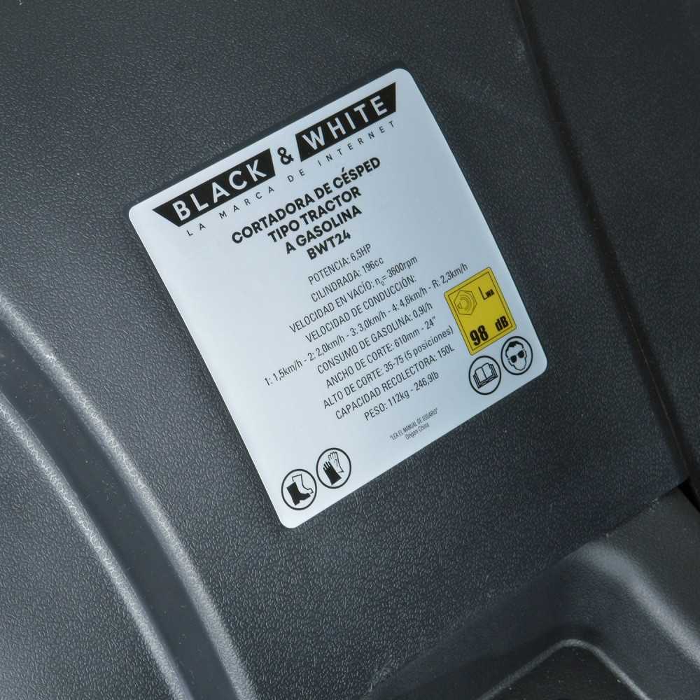 Tractor GASOLINA 6.5 HP/196 CC CON RECOLECTOR BWT24 Black & White MI-BYW-055326 - Imagen 1