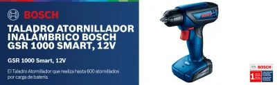 TALADRO/ATORNILLADOR 12V GSR 1000 SMART BR + MALETÍN DE TRANSPORTE.